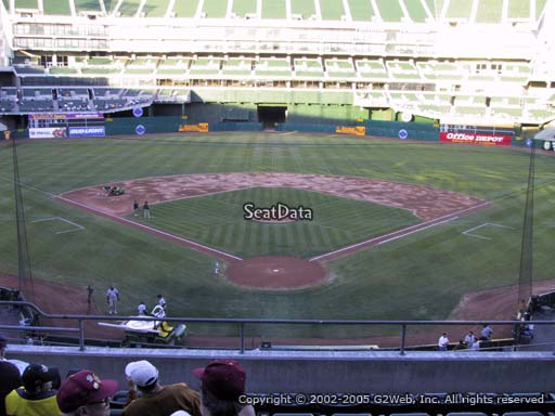 Seat view from section 217 at Oakland Coliseum, home of the Oakland Athletics