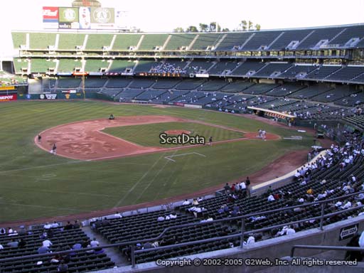 Seat view from section 225 at Oakland Coliseum, home of the Oakland Athletics
