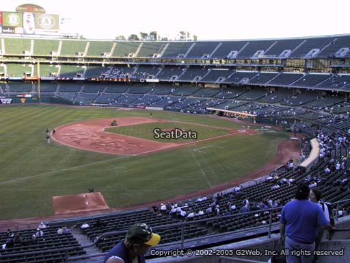 Seat view from section 227 at Oakland Coliseum, home of the Oakland Athletics
