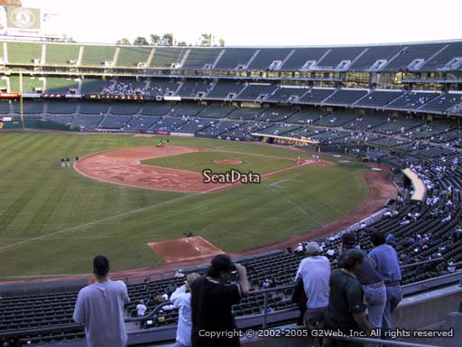 Seat view from section 228 at Oakland Coliseum, home of the Oakland Athletics