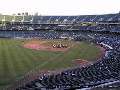 Seat view from section 230 at Oakland Coliseum, home of the Oakland Athletics