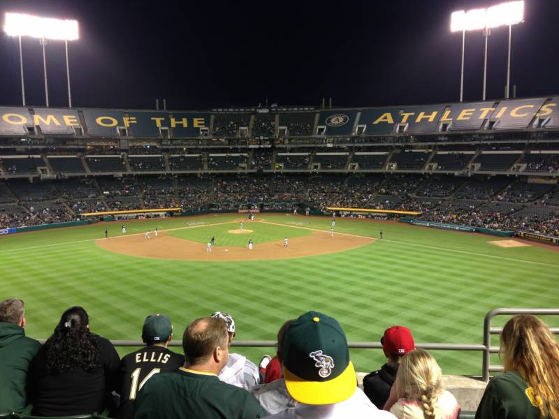 Seat view from section 241 at Oakland Coliseum, home of the Oakland Athletics