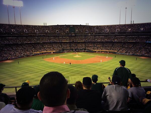 Seat view from section 243 at Oakland Coliseum, home of the Oakland Athletics