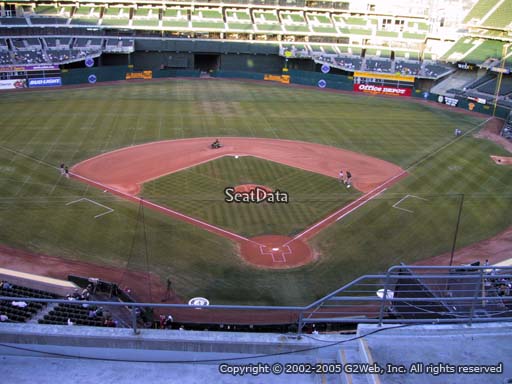 Seat view from section 318 at Oakland Coliseum, home of the Oakland Athletics