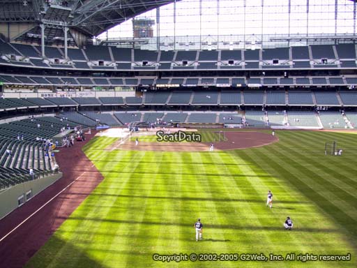 Seat view from bleacher section 204 at Miller Park, home of the Milwaukee Brewers