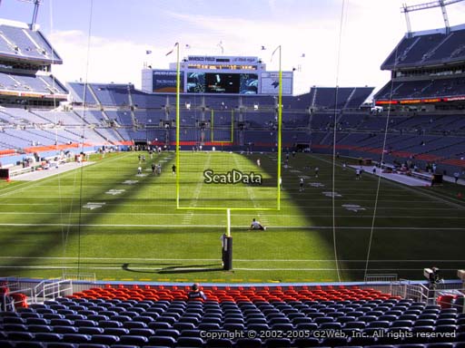 Seat view from section 114 at Sports Authority Field at Mile High Stadium, home of the Denver Broncos