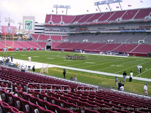 Seat view from section 114 at Raymond James Stadium, home of the Tampa Bay Buccaneers