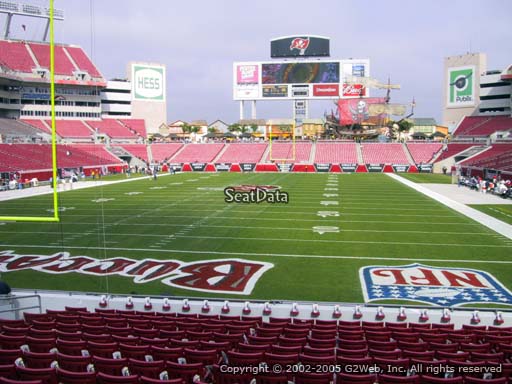 Seat view from section 124 at Raymond James Stadium, home of the Tampa Bay Buccaneers