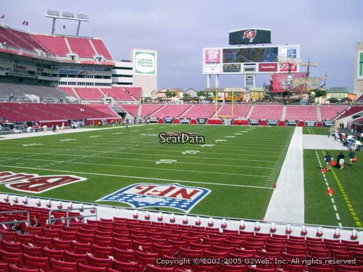 Seat view from section 125 at Raymond James Stadium, home of the Tampa Bay Buccaneers