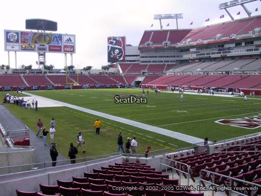 Seat view from section 144 at Raymond James Stadium, home of the Tampa Bay Buccaneers