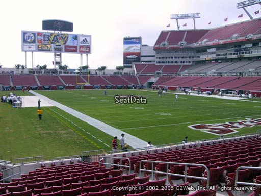 Seat view from section 145 at Raymond James Stadium, home of the Tampa Bay Buccaneers