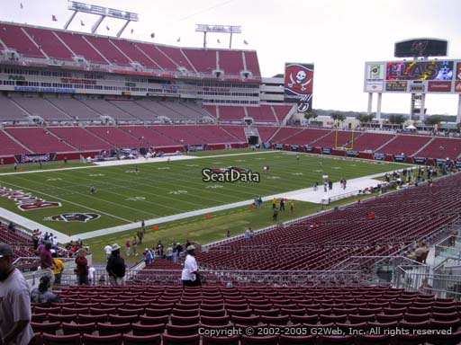 Seat view from section 203 at Raymond James Stadium, home of the Tampa Bay Buccaneers