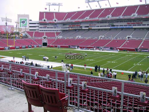 Seat view from section 214 at Raymond James Stadium, home of the Tampa Bay Buccaneers