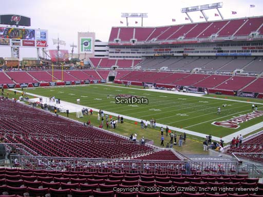 Seat view from section 218 at Raymond James Stadium, home of the Tampa Bay Buccaneers