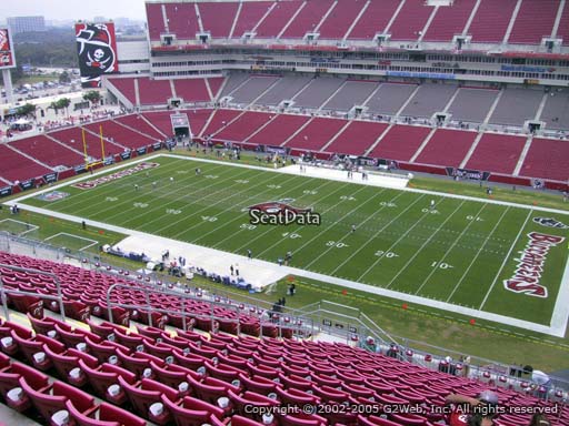 Seat view from section 340 at Raymond James Stadium, home of the Tampa Bay Buccaneers