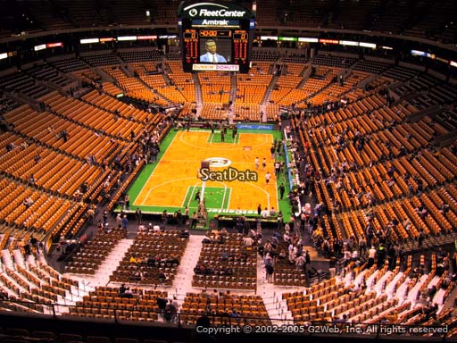 Seat view from section 308 at the TD Garden, home of the Boston Celtics.