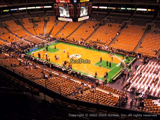 Seat view from section 328 at the TD Garden, home of the Boston Celtics.