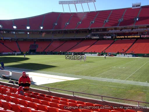 Seat view from section 134 at Arrowhead Stadium, home of the Kansas City Chiefs