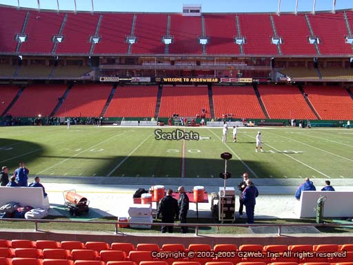 Seat view from section 136 at Arrowhead Stadium, home of the Kansas City Chiefs
