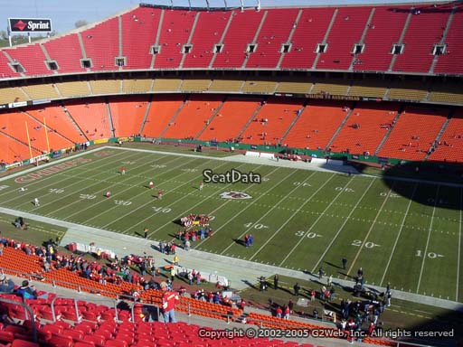 Seat view from section 320 at Arrowhead Stadium, home of the Kansas City Chiefs