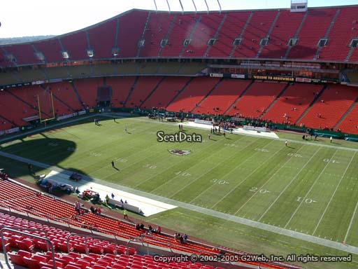 Seat view from section 342 at Arrowhead Stadium, home of the Kansas City Chiefs