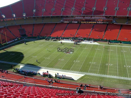 Seat view from section 344 at Arrowhead Stadium, home of the Kansas City Chiefs