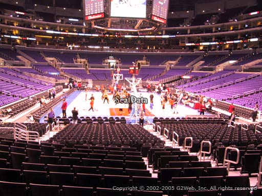 Seat view from section 107 at the Staples Center, home of the Los Angeles Clippers