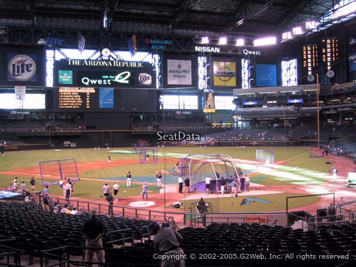 Seat view from section 124 at Chase Field, home of the Arizona Diamondbacks