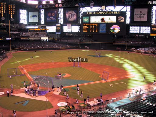 Seat view from section 210C at Chase Field, home of the Arizona Diamondbacks
