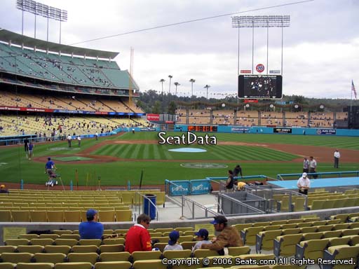 Seat view from dugout club section 4 at Dodger Stadium, home of the Los Angeles Dodgers