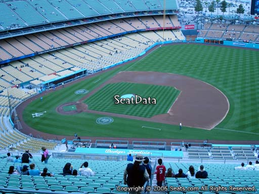 Seat view from reserve section 18 at Dodger Stadium, home of the Los Angeles Dodgers