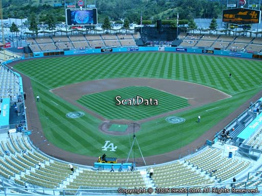 Seat view from reserve section 2 at Dodger Stadium, home of the Los Angeles Dodgers