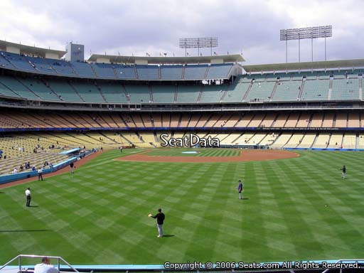 Seat view from right field pavilion section 304 at Dodger Stadium, home of the Los Angeles Dodgers
