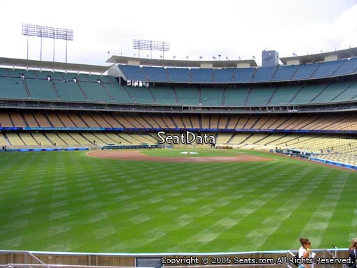 Seat view from left field pavilion section 307 at Dodger Stadium, home of the Los Angeles Dodgers