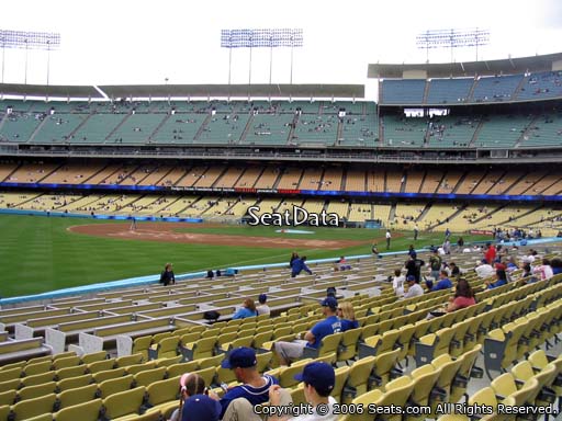 Seat view from field box section 45 at Dodger Stadium, home of the Los Angeles Dodgers