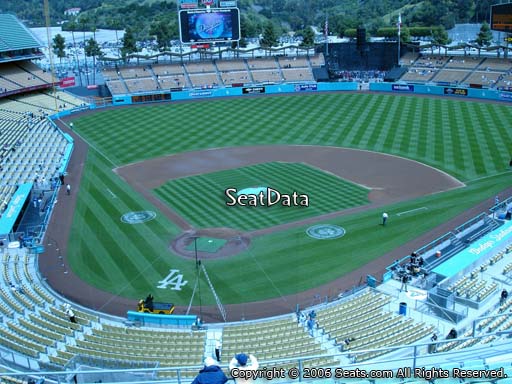 Seat view from reserve section 4 at Dodger Stadium, home of the Los Angeles Dodgers
