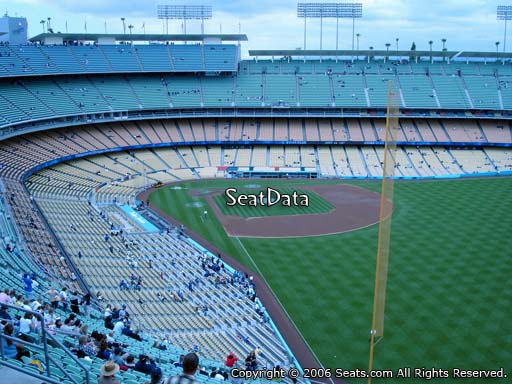 Seat view from reserve section 54 at Dodger Stadium, home of the Los Angeles Dodgers