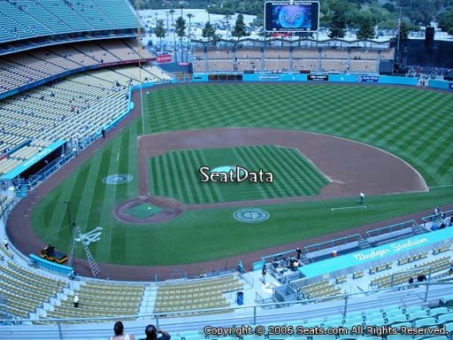 Seat view from reserve section 8 at Dodger Stadium, home of the Los Angeles Dodgers