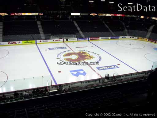 Seat view from section 211 at Scotiabank Saddledome, home of the Calgary Flames