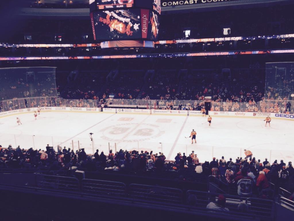 Seat view from Club Box 14 at the Wells Fargo Center, home of the Philadelphia Flyers