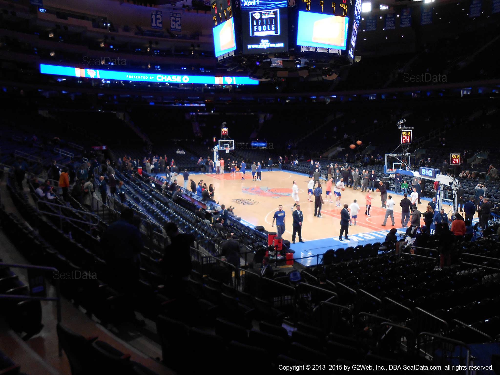 Seat view from section 110 at Madison Square Garden, home of the New York Knicks.