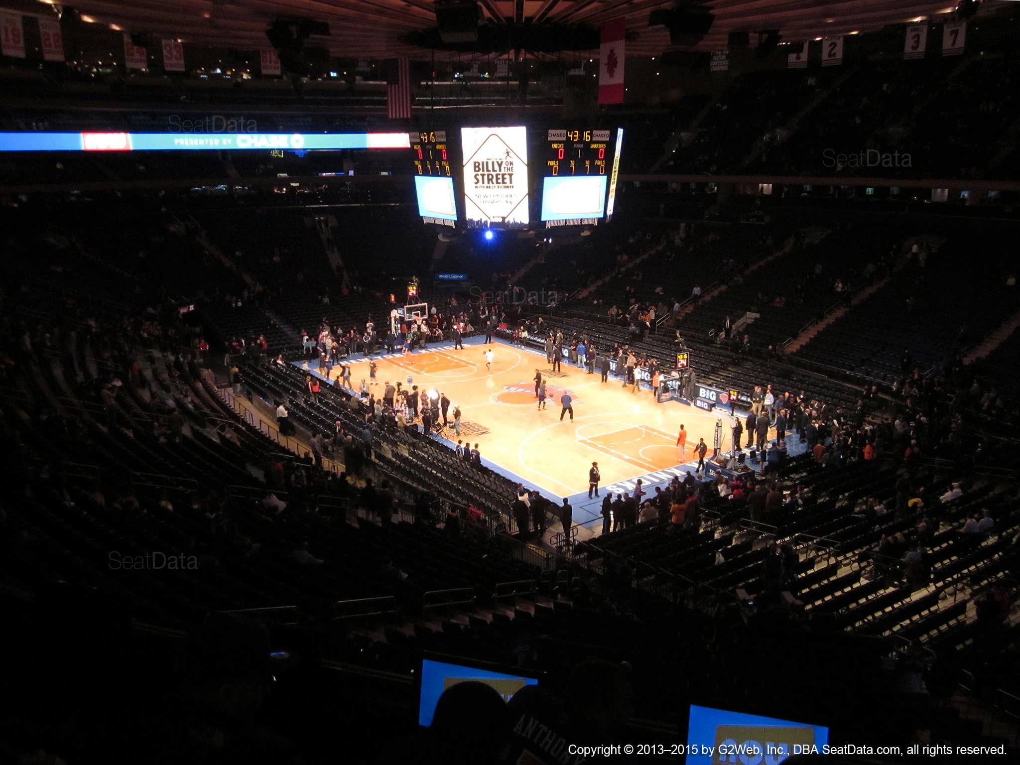 Seat view from section 202 at Madison Square Garden, home of the New York Knicks.