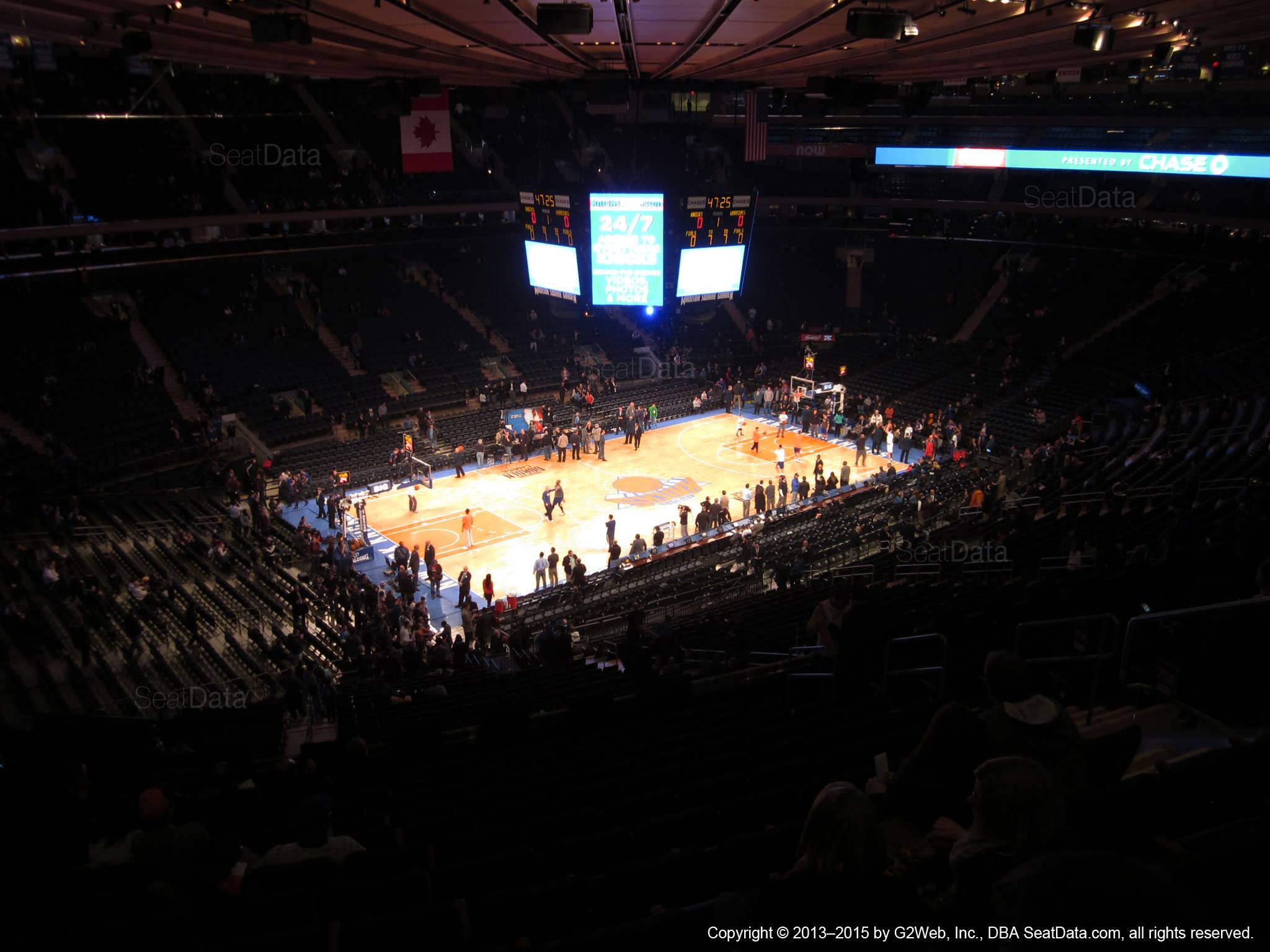 Seat view from section 208 at Madison Square Garden, home of the New York Knicks.