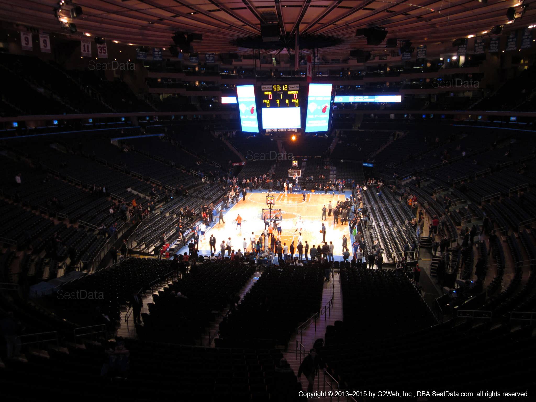 Seat view from section 218 at Madison Square Garden, home of the New York Knicks.