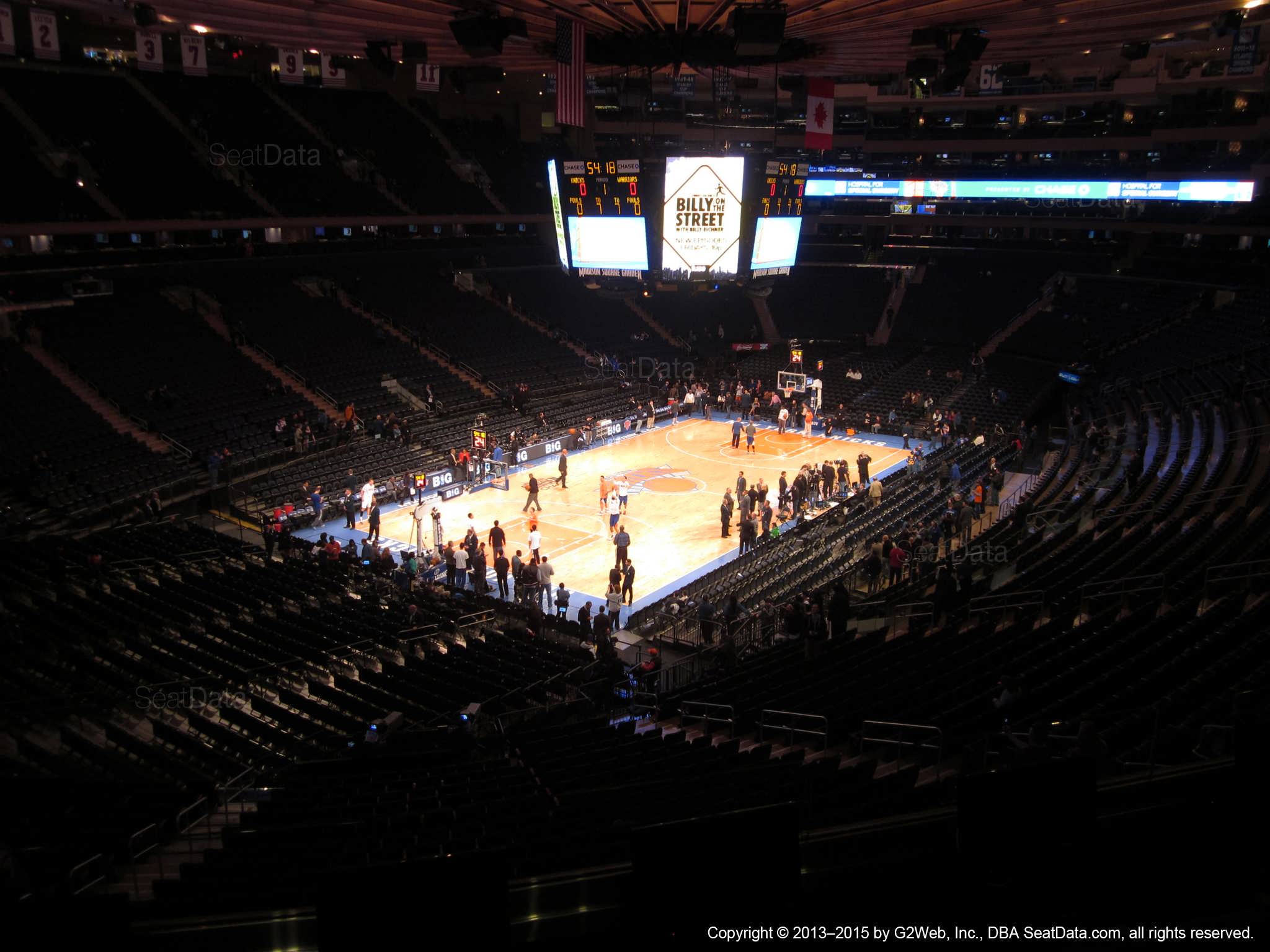 Seat view from section 220 at Madison Square Garden, home of the New York Knicks.