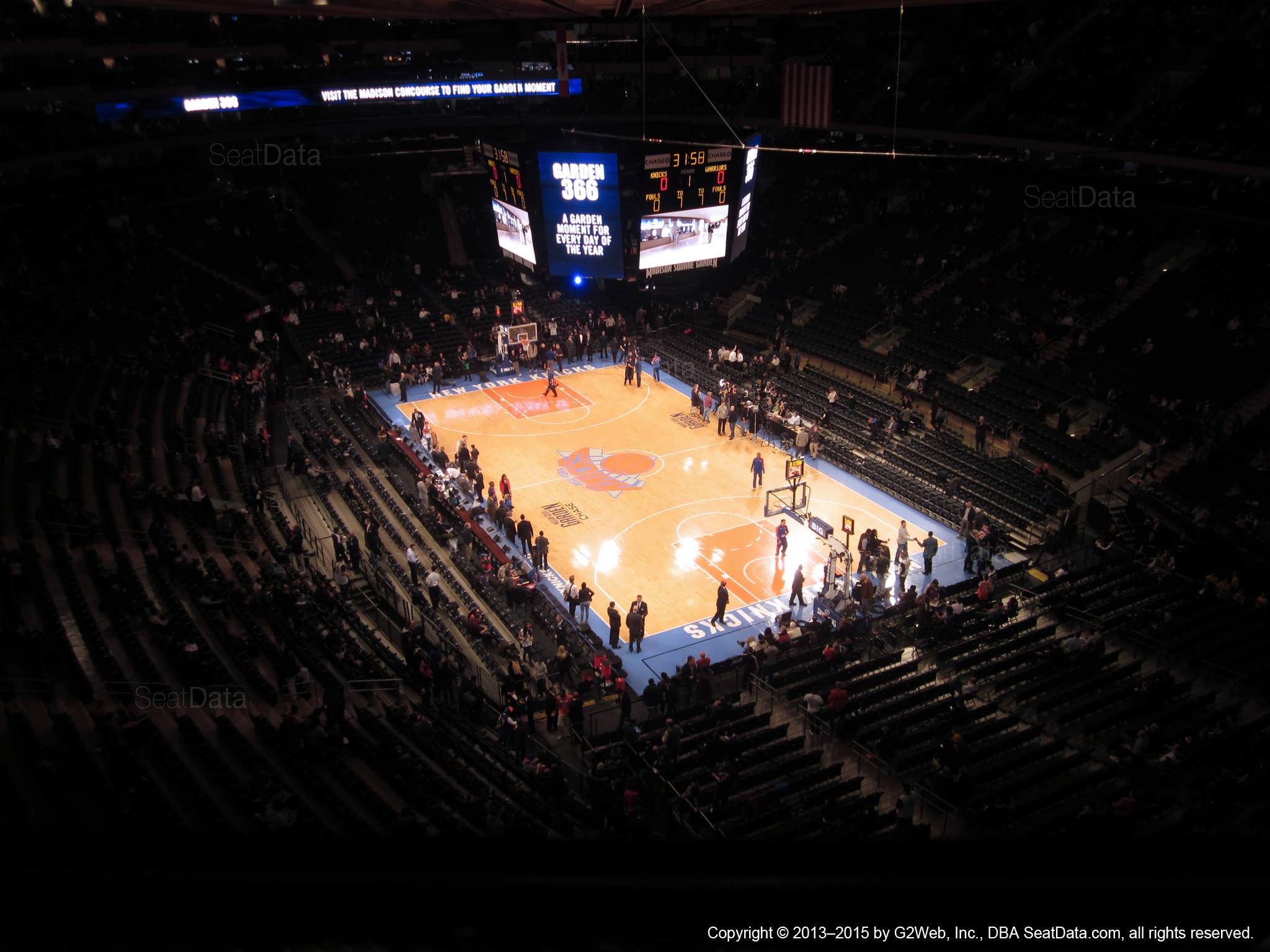 Seat view from section 318 at Madison Square Garden, home of the New York Knicks.