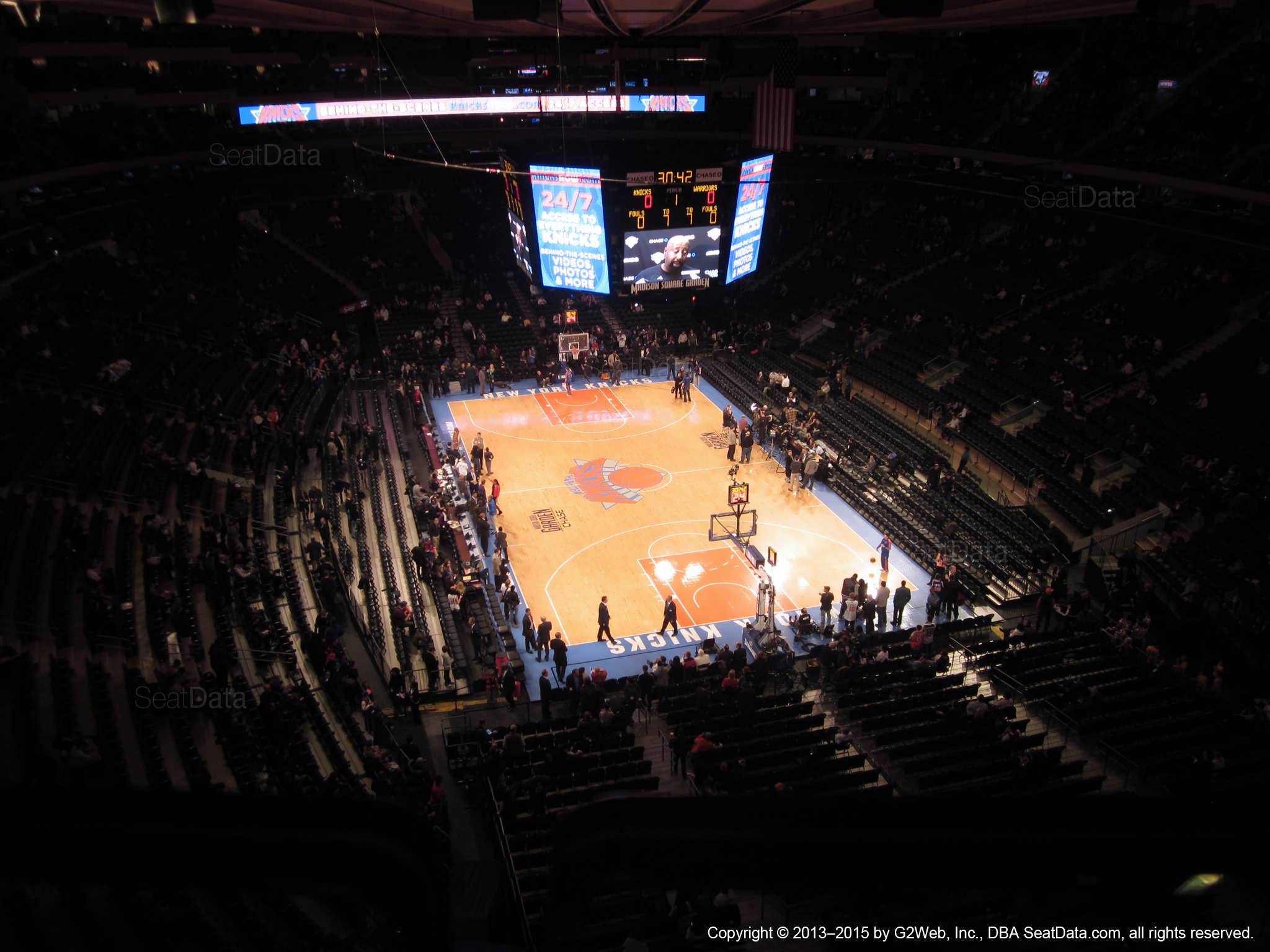 Seat view from section 319 at Madison Square Garden, home of the New York Knicks.