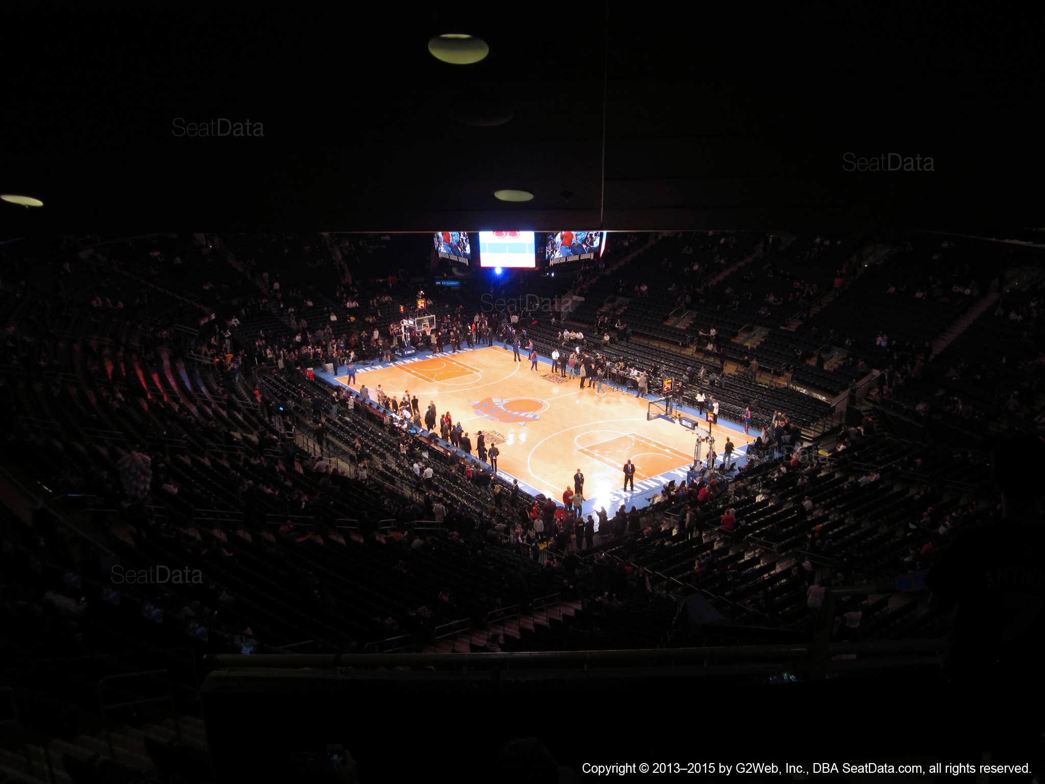 Seat view from section 413 at Madison Square Garden, home of the New York Knicks.