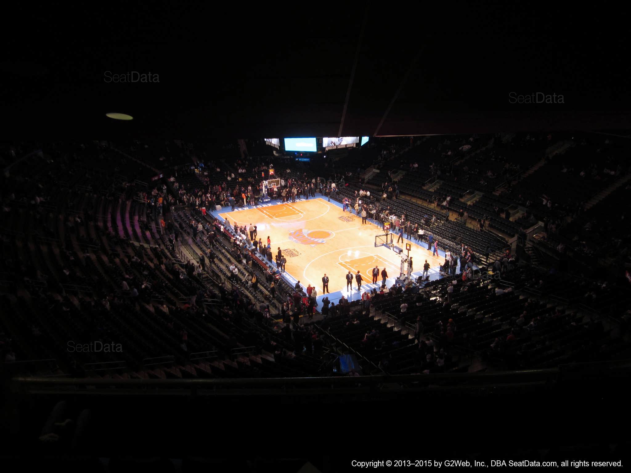 Seat view from section 414 at Madison Square Garden, home of the New York Knicks.