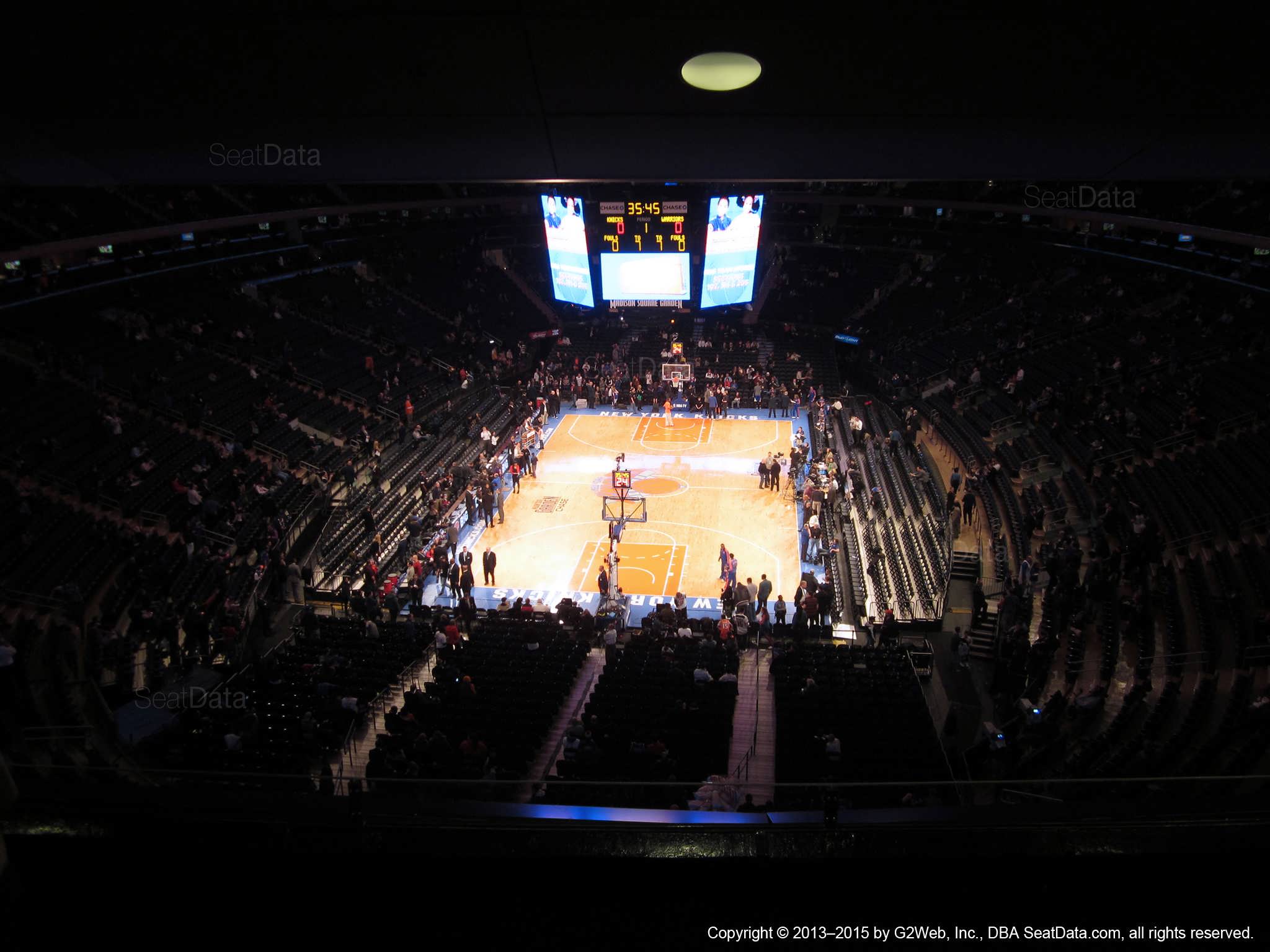 Seat view from section 417 at Madison Square Garden, home of the New York Knicks.